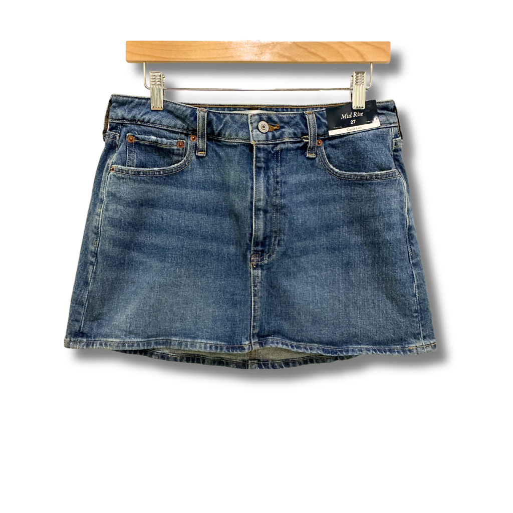 Abercrombie Mid-Rise Curve Love Denim Skirt