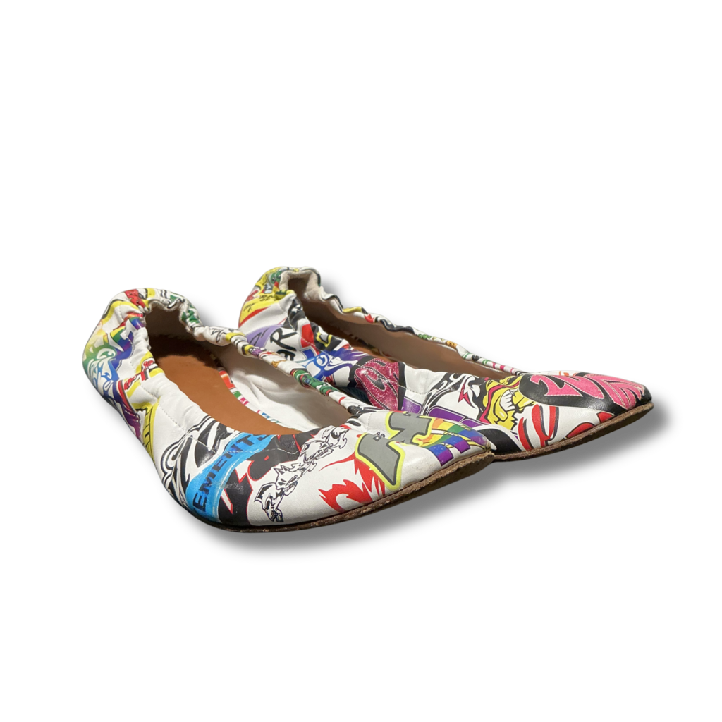 Vetements Graffiti Leather Ballet Flats