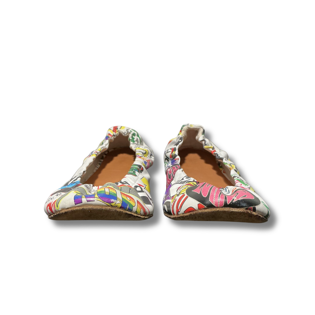 Vetements Graffiti Leather Ballet Flats