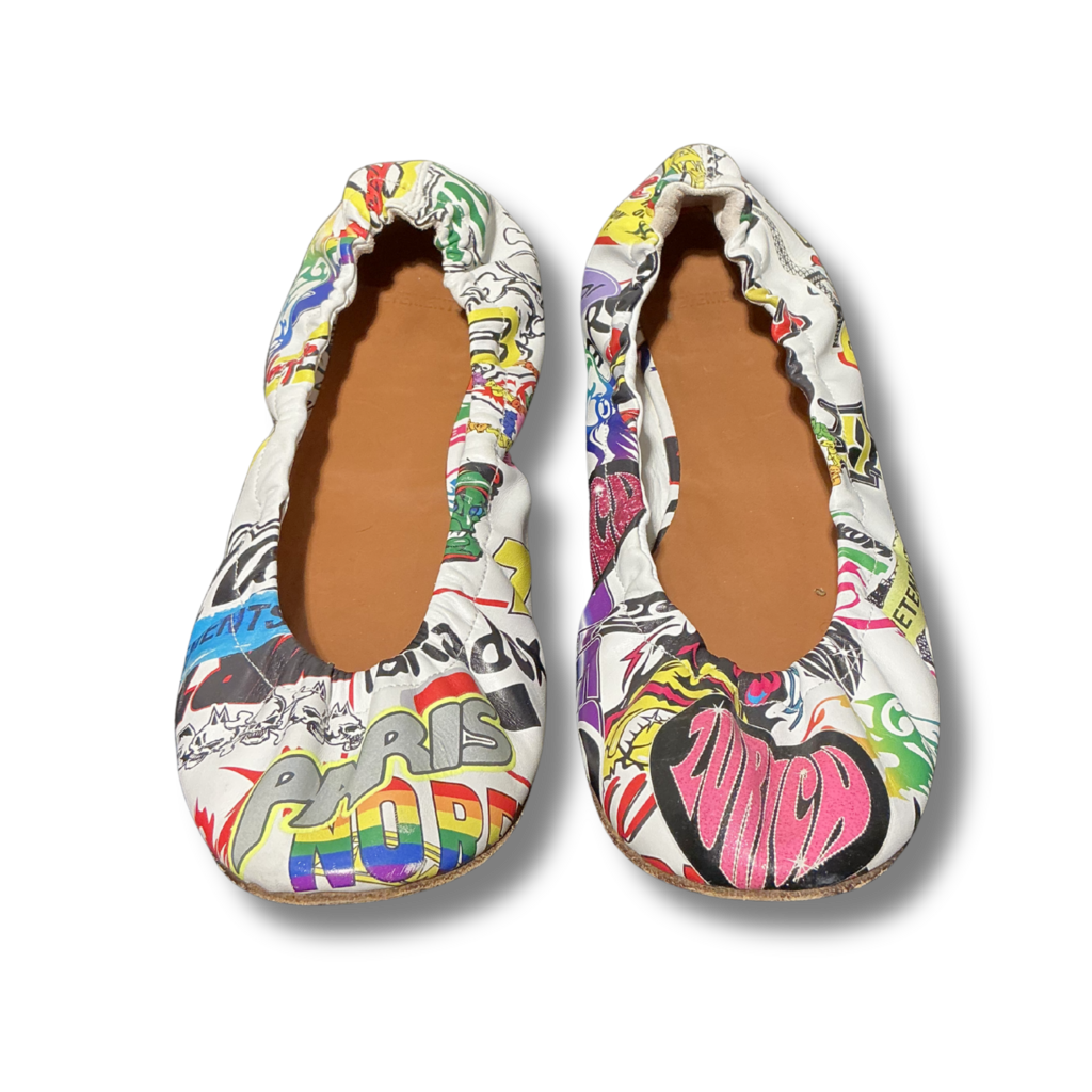 Vetements Graffiti Leather Ballet Flats