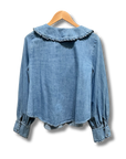 Free People Denim Ruffle Top