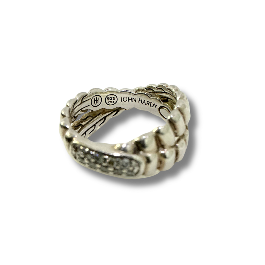 John Hardy Ribbed Twist Pavé Diamond Ring