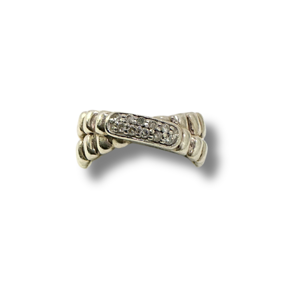 John Hardy Ribbed Twist Pavé Diamond Ring