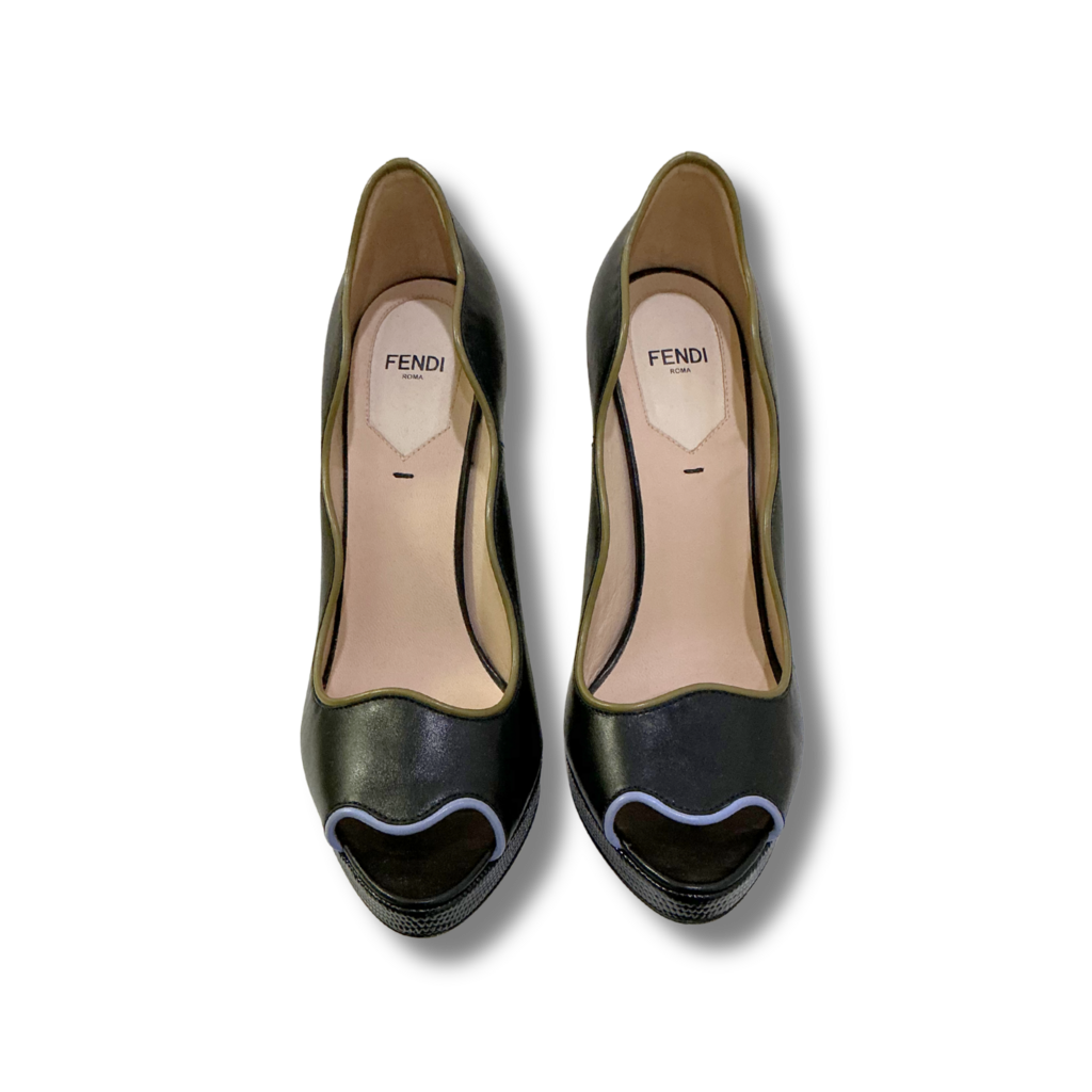 Fendi Scalloped Peep Toe Pumps
