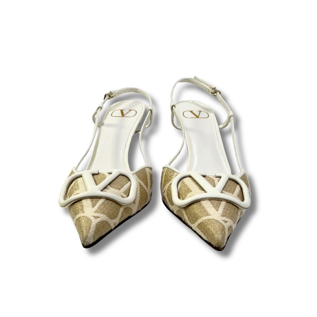 Valentino VLogo Leather Slingback Pumps