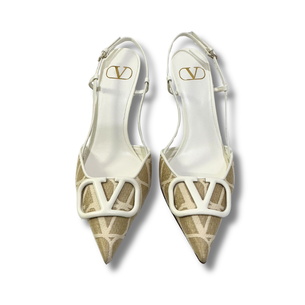 Valentino VLogo Leather Slingback Pumps
