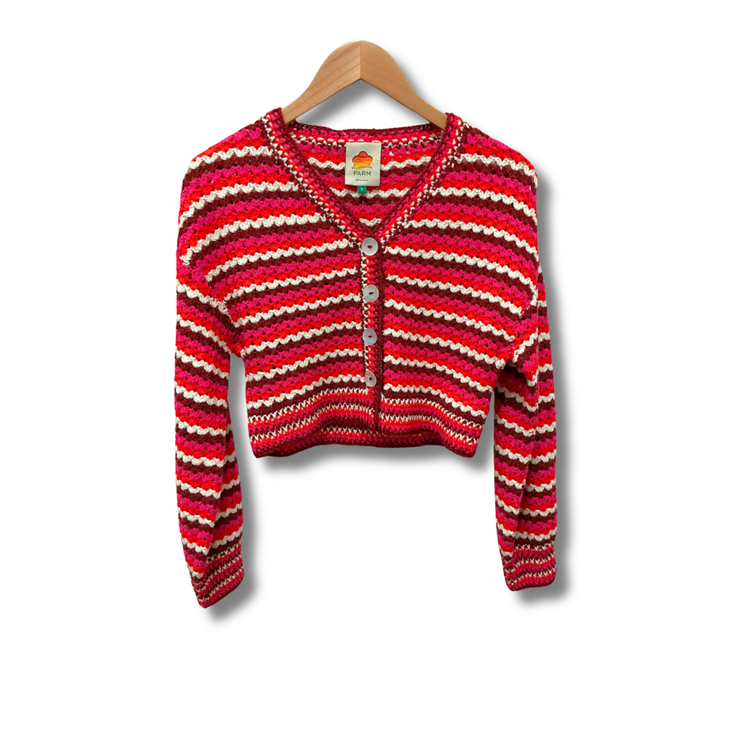 Farm Rio Colorful Stripes Crochet Cardigan