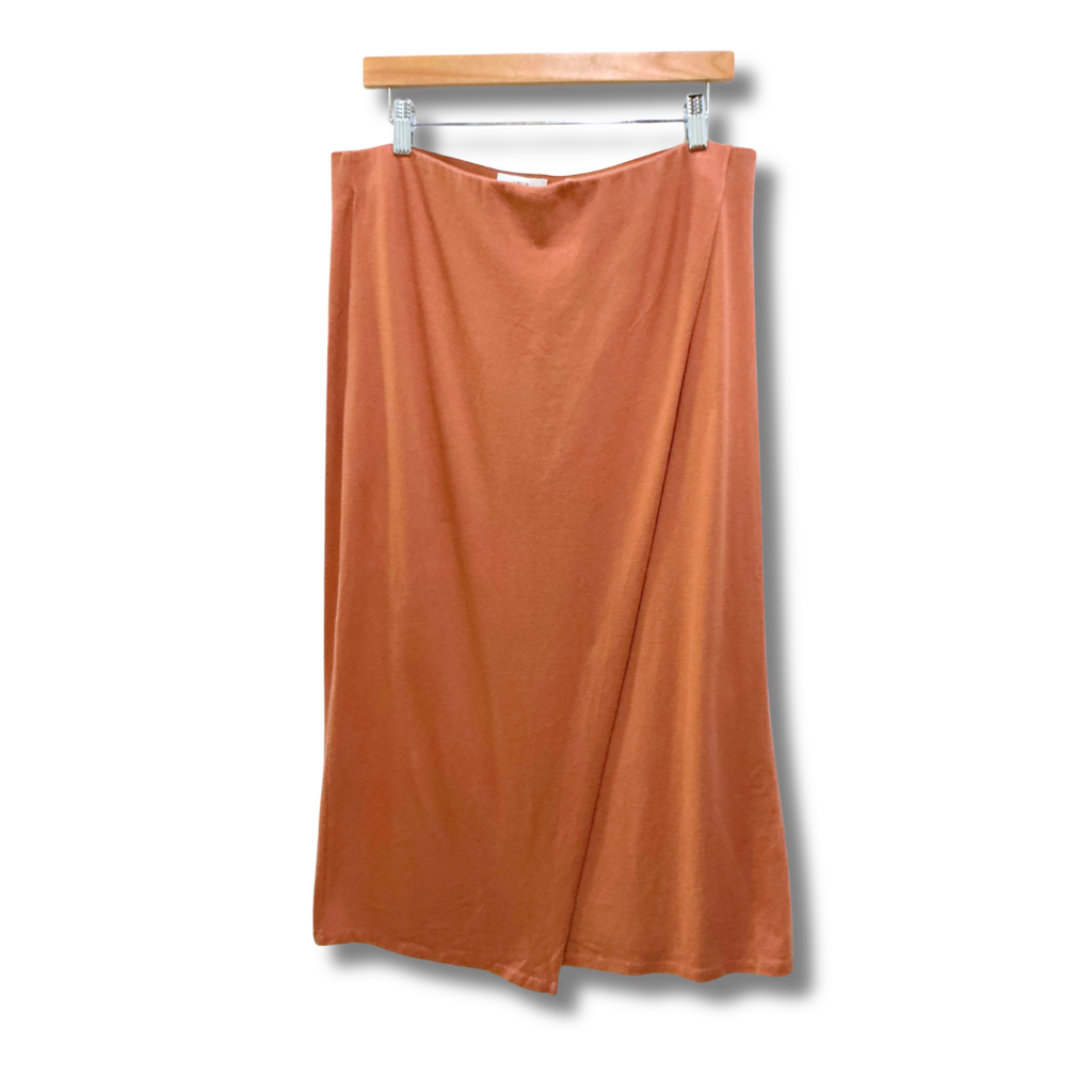 Vince Stretch-Cotton Overlap Midi Skirt