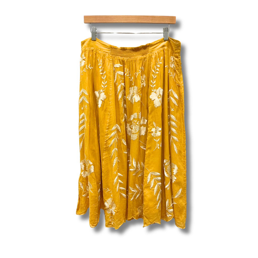 Maeve Vineland Embroidered Midi Skirt