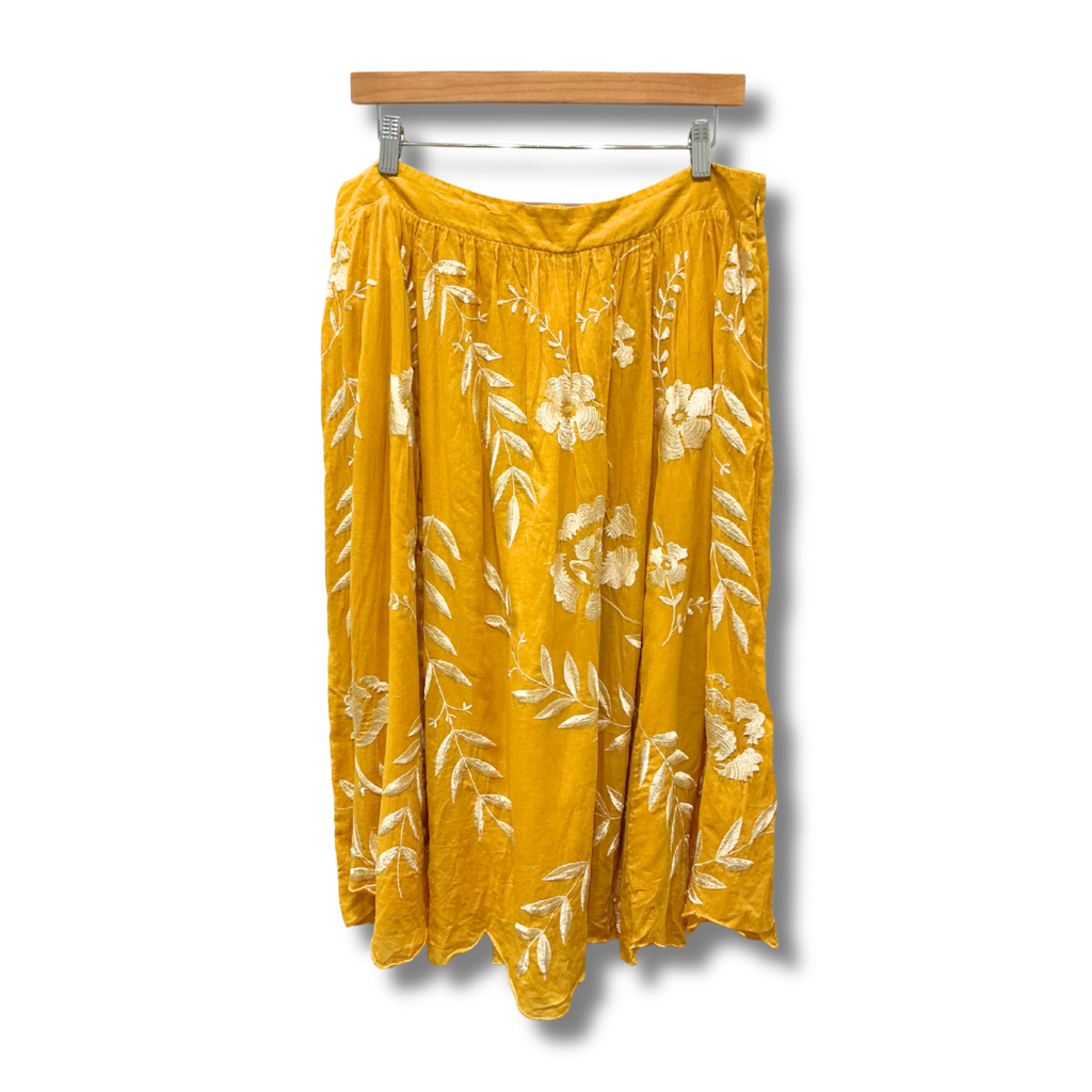 Maeve Vineland Embroidered Midi Skirt